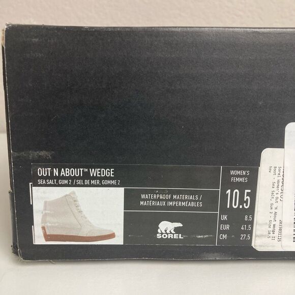 Sorel Out N About Women’s Wedge Leather Suede Lace Up Boot in Sea Salt/Gum 10.5 - Picture 7 of 7